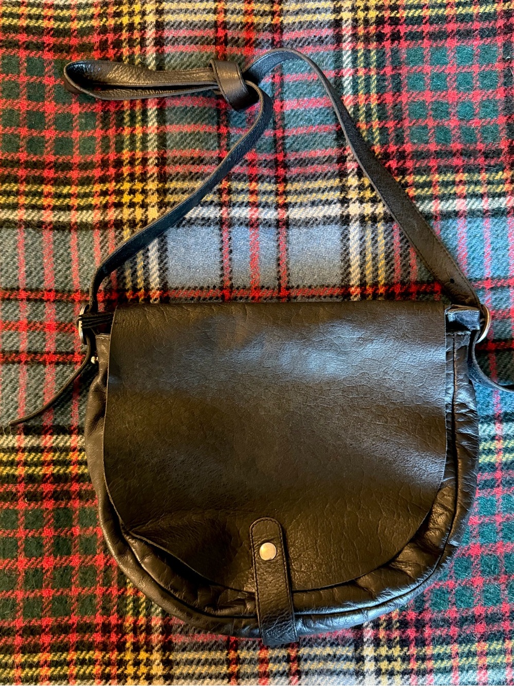 Eileen Fisher Black Pebbled Leather Shoulder Bag